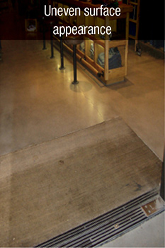 uneven surface appearance with concrete floor