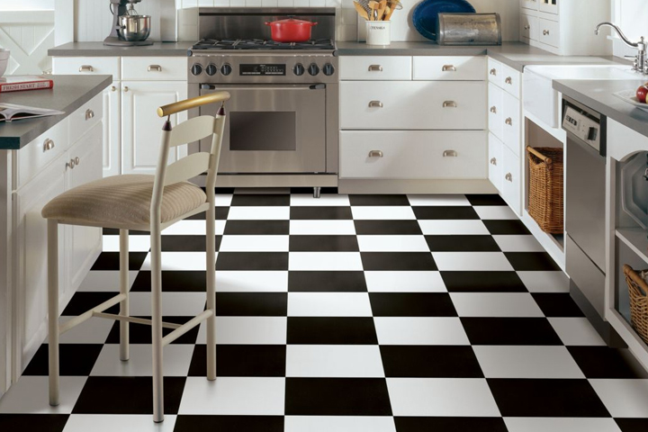 black and white tile for the kitchen - Banbury Collection - Norwalk Vinyl Tile A7102 and A7100