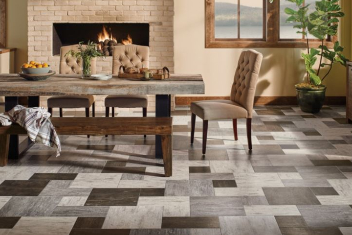 multi colored vinyl flooring for the dining room - Alterna Reserve Collection - Grain Directions - Antiqued Ivory D8365