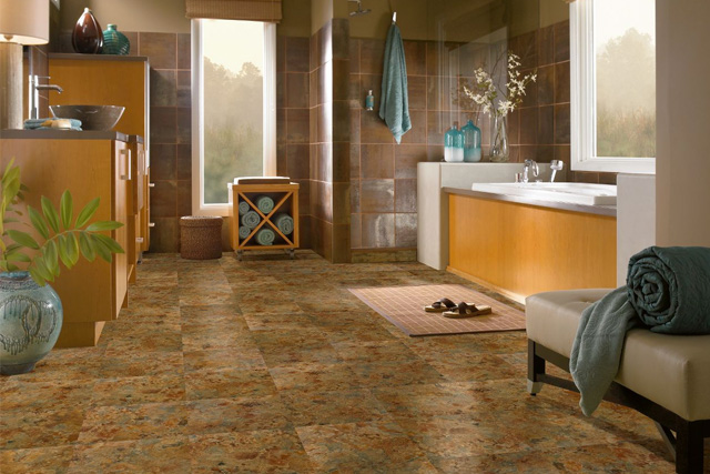 Vinyl tile in the bathroom: Patina Shale - A3101