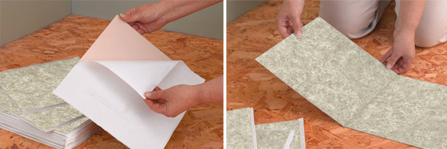 Example of peel-and-stick vinyl tile - what to know about vinyl tile installation