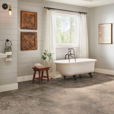 bathroom flooring with a stone look